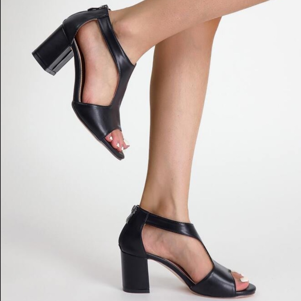 Franco Sarto Black Stacked Heel Sandals Size 9.5
